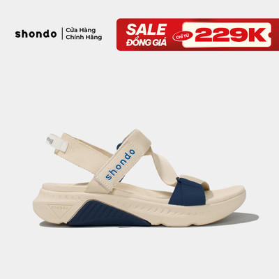 Giày Sandal Nam Nữ Shondo F7R Đế Phylon Cao 5cm Be Phối Xanh Dương F7R2530