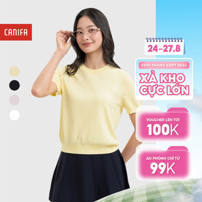 Áo len nữ dệt kim tay lỡ cổ tròn, chất liệu mềm mại thoáng mát CANIFA  6TE26S001