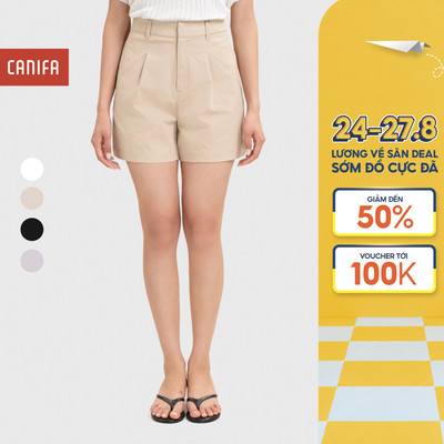 Quần short kaki nữ CANIFA ống rộng dáng suông tôn dáng 6BS26S015