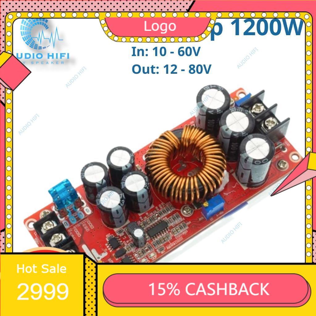 Mạch tăng áp, boost áp AUDIOHIFI DC-DC 1200W, 1500W, 1800W vào 10-60VDC ra 12-90VDC