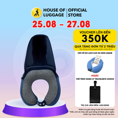 Gối cổ du lịch Memory Foam có mũ trùm đầu Delsey Pháp