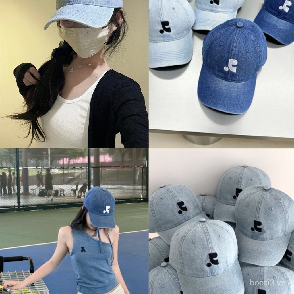 5T5K Korean washed denim baseball cap with embroidered letters, sun-shading duckbill cap for men and