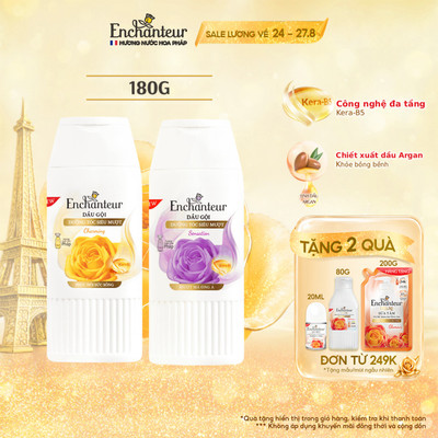 Dầu gội dưỡng tóc siêu mượt Enchanteur Keratin Charming Phục hồi sức sống/Sensation Mượt mà óng ả nước hoa thơm lâu 180g