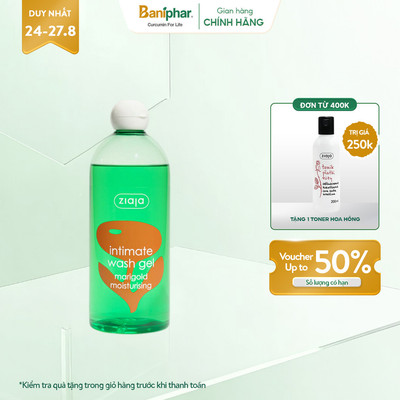 Dung dịch vệ sinh phụ nữ Intimate Ziaja Cúc Vạn Thọ thơm mát dịu nhẹ, cân bằng pH tự nhiên, dưỡng ẩm sâu 500ml
