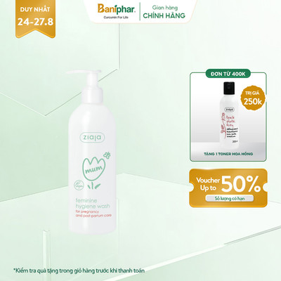 Dung Dịch Vệ Sinh Dành Cho Mẹ Bầu Ziaja Mum Thành Phần Làm Sạch Nguồn Gốc Tự Nhiên, An Toàn 300ml