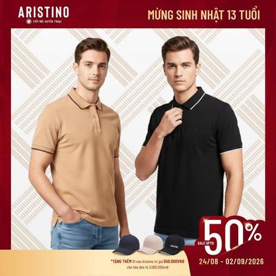 Áo polo nam ngắn tay ARISTINO dáng Regular fit suông nhẹ, chất liệu cotton thoáng mát APS167S3