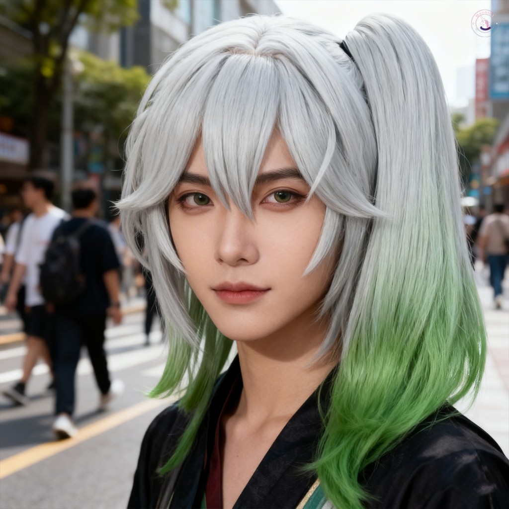 Nahida Cosplay Tóc Giả Với Silicon Da Đầu Sợi Nhiệt Độ Cao Cho Nahida Cos Tóc Giả Xanh Anime Nhân Vậ
