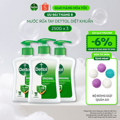 Combo 3 nước rửa tay Dettol kháng khuẩn hương tinh dầu thông – 250g/chai
