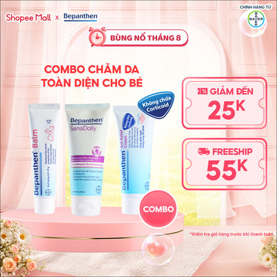 Combo Chăm Da Toàn Diện Cho Bé: Kem Chống Hăm Bepanthen Balm + Kem Giảm Ngứa Itch Relief + Kem Dưỡng Ẩm Sensidaily