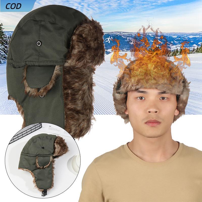 Cod Người Đàn Ông Của Mùa Đông Trapper Aviator ER Hat Nga Earflap Không Thấm Nước Mũ Trượt Tuyết