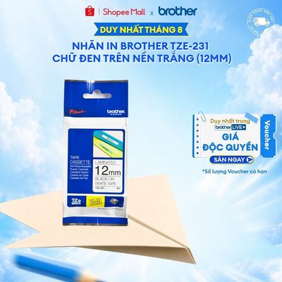 Nhãn in Brother TZe-231 chữ đen trên nền trắng (12mm)