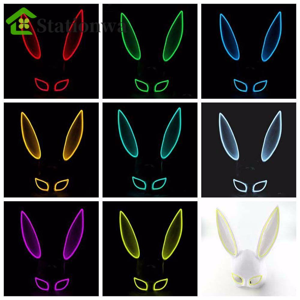 STATIONWA Cosplay Mặt nạ Cosplay Mũ Mặt nạ nhiều màu Mặt nạ Halloween Kitsune Led Light up Mask