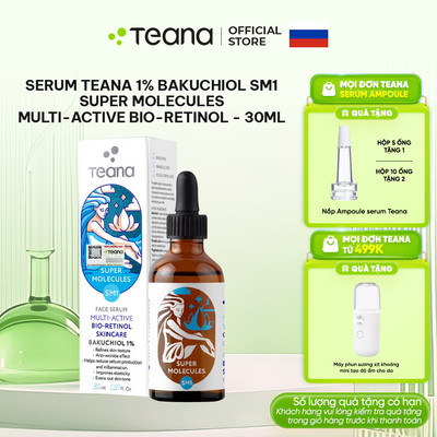 Serum Teana 1% Bakuchiol SM1 Super Molecules Multi-Active Bio-Retinol dưỡng ẩm, làm sáng và trẻ hóa da 30ml