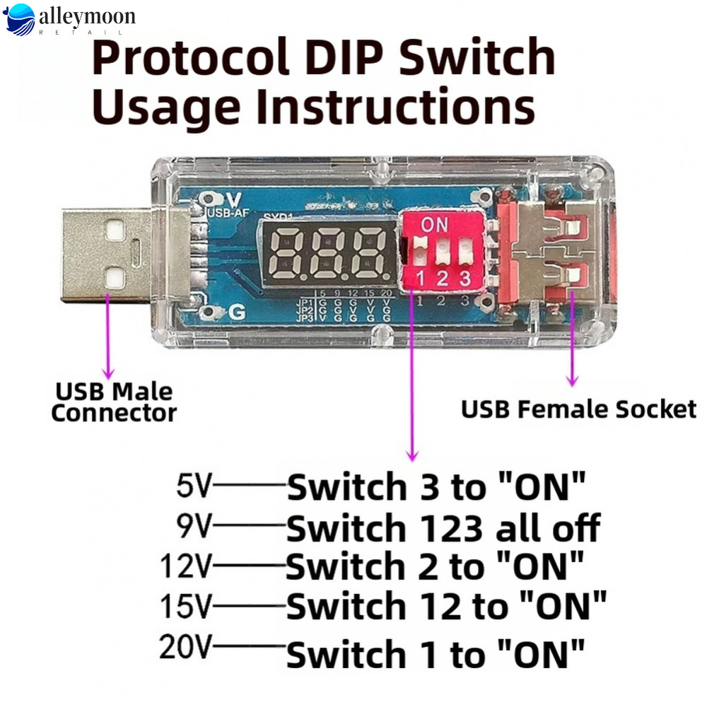 CHO pd QC Trigger Tester với đồng hồ đo điện áp Shell Power Kiểm tra sạc nhanh
