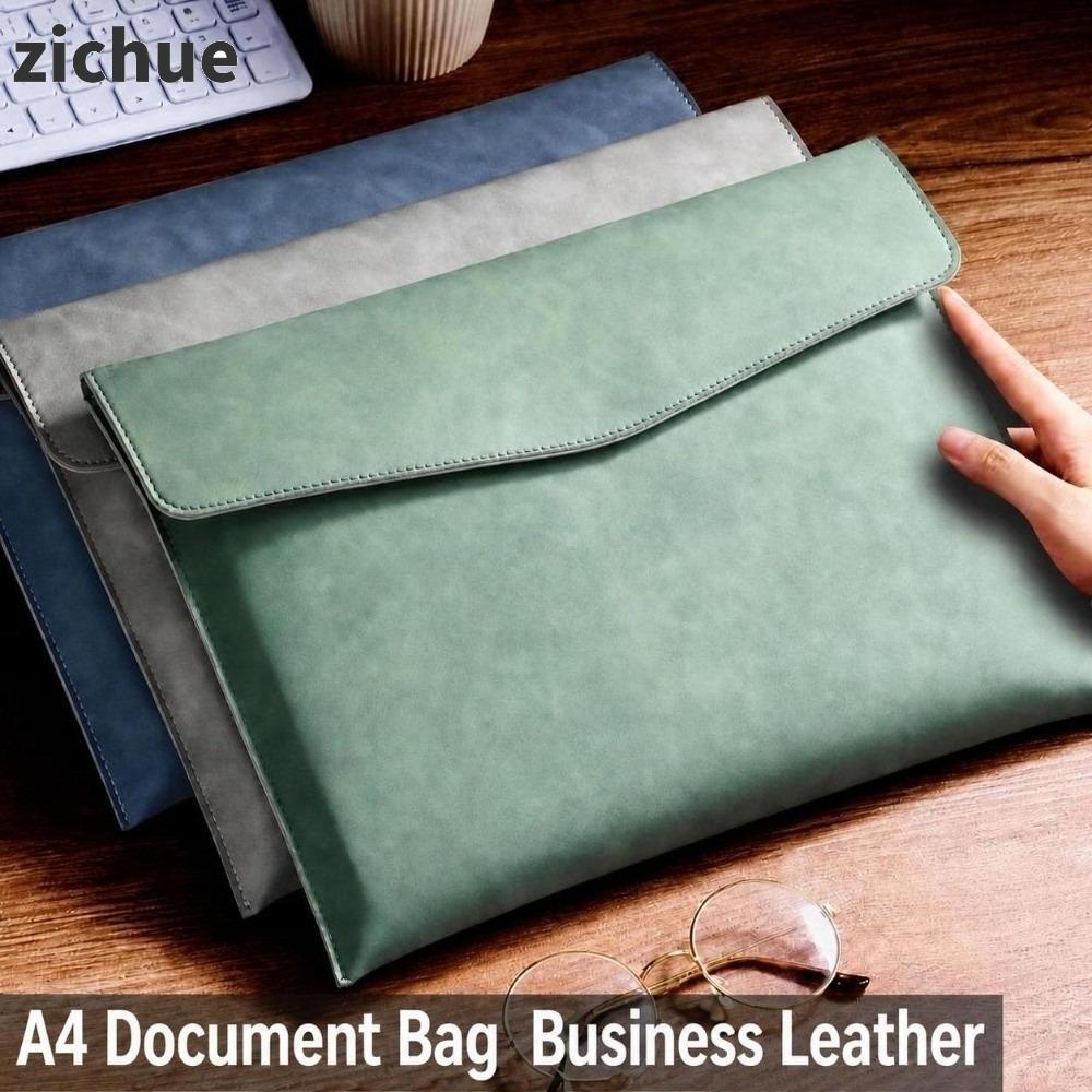 ZICHUE 6 Túi đựng hồ sơ A4, Da PU A4 / A5 Phong bì tài liệu, Snap Closure Soft Touch Business File F