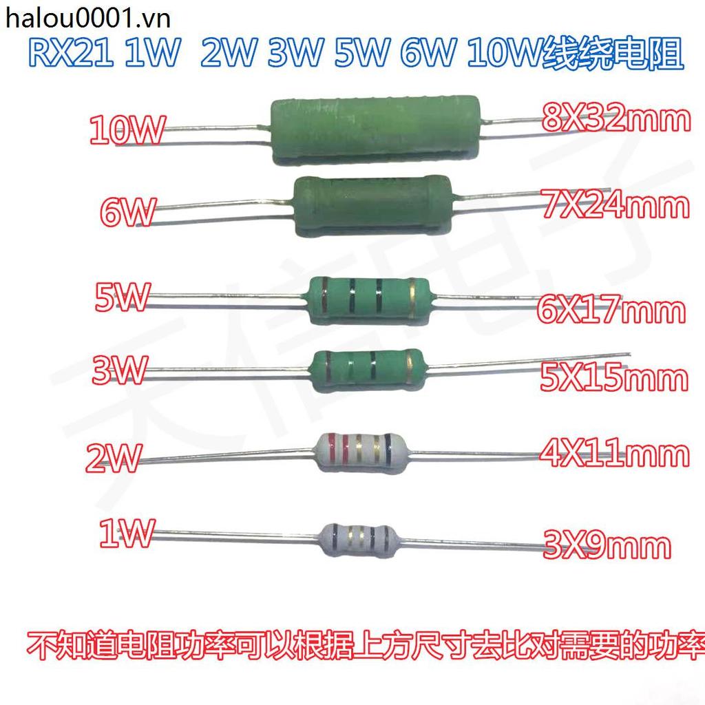 RX21 1W 2W 3W 5W Cầu Chì Cuộn Dây Điện Trở 1 Euro 2R 4.7 10 15R 22 100 300R 1K