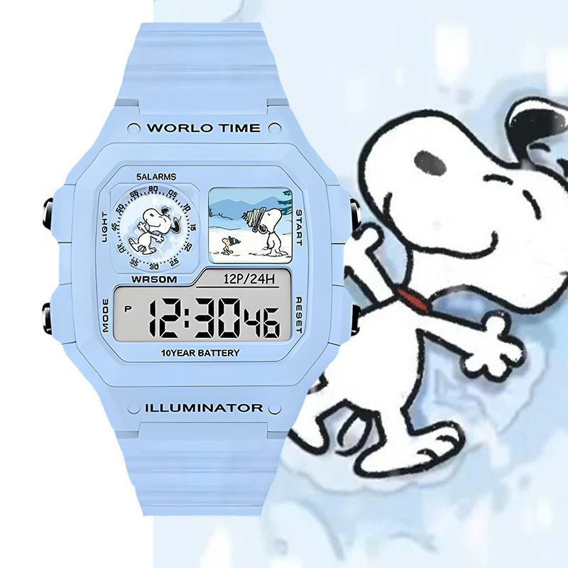 Snoopy Snoopy Hoạt Hình Cao Cấp Hàng Hóa Dễ Thương Đồng Hồ Điện Tử Thể Thao Chống Thấm Nước Với Đồng