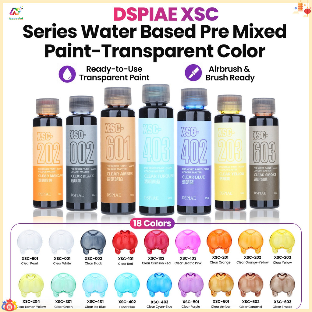 DSPIAE XSC Series 50ml Pre Hỗn Hợp Sơn Màu Trong Suốt Master Airbrush Xịt Tranh Cho Gundam Quy Mô Mô