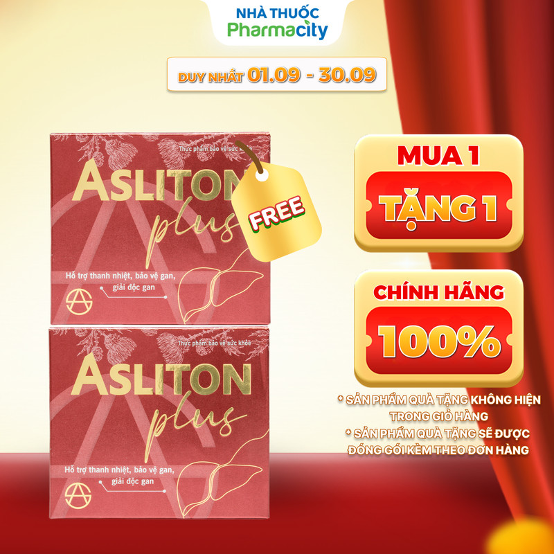 Thực phẩm bảo vệ sức khỏe Asliton Plus hỗ trợ thanh nhiệt, bảo vệ gan, giải độc gan (Hộp 60 viên) - 