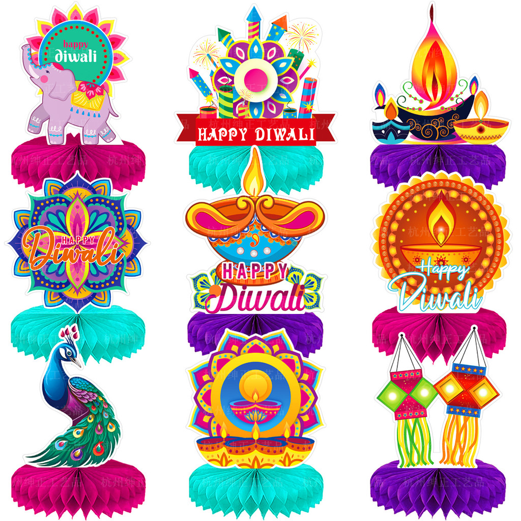 9 Chiếc Diwali Tổ Ong Để Bàn Trang Trí – Lễ Hội Ánh Sáng Trung Tâm Trang Trí Tiệc Deepavali Ấn Độ Ho