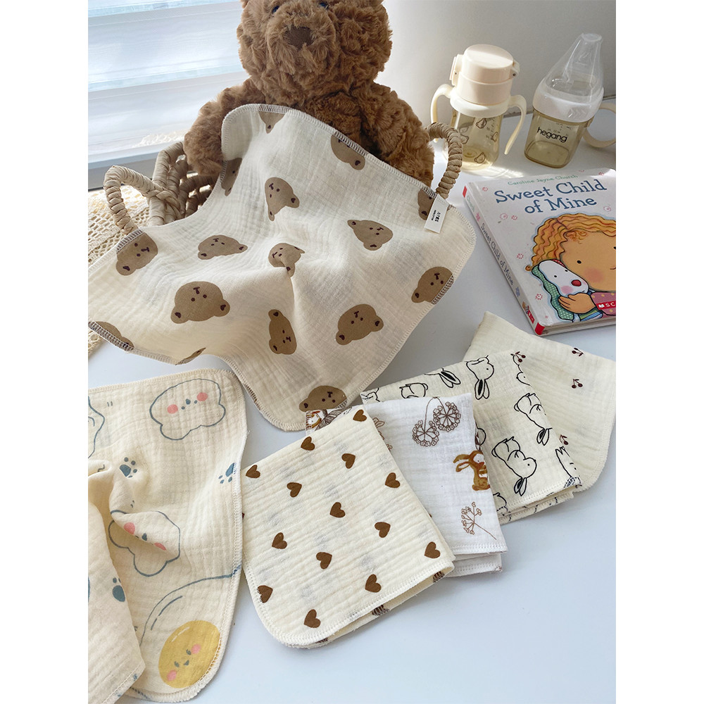 Bé Gạc Nhỏ Vuông Khăn Sơ Sinh Bé Nước Bọt Khăn Tay Hiccup Khăn Trẻ Em Nguyên Chất Cotton Mặt Khăn Rử