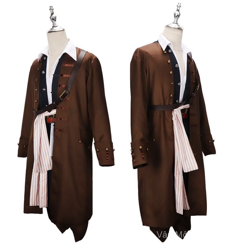 Trang phục cướp biển Jack Sparrow Halloween đầy đủ áo dài, cosplay nam