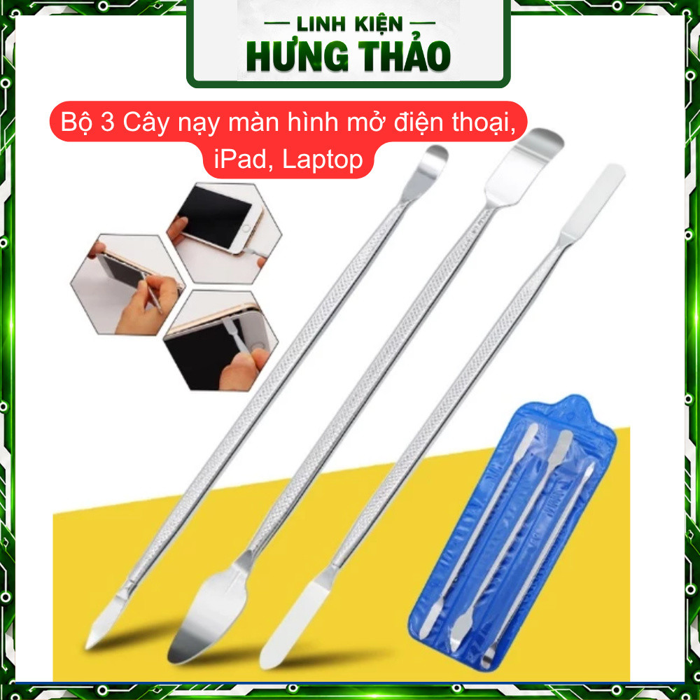 Bộ 3 Cây nạy màn hình mở điện thoại, iPad, Laptop, thép không rỉ.