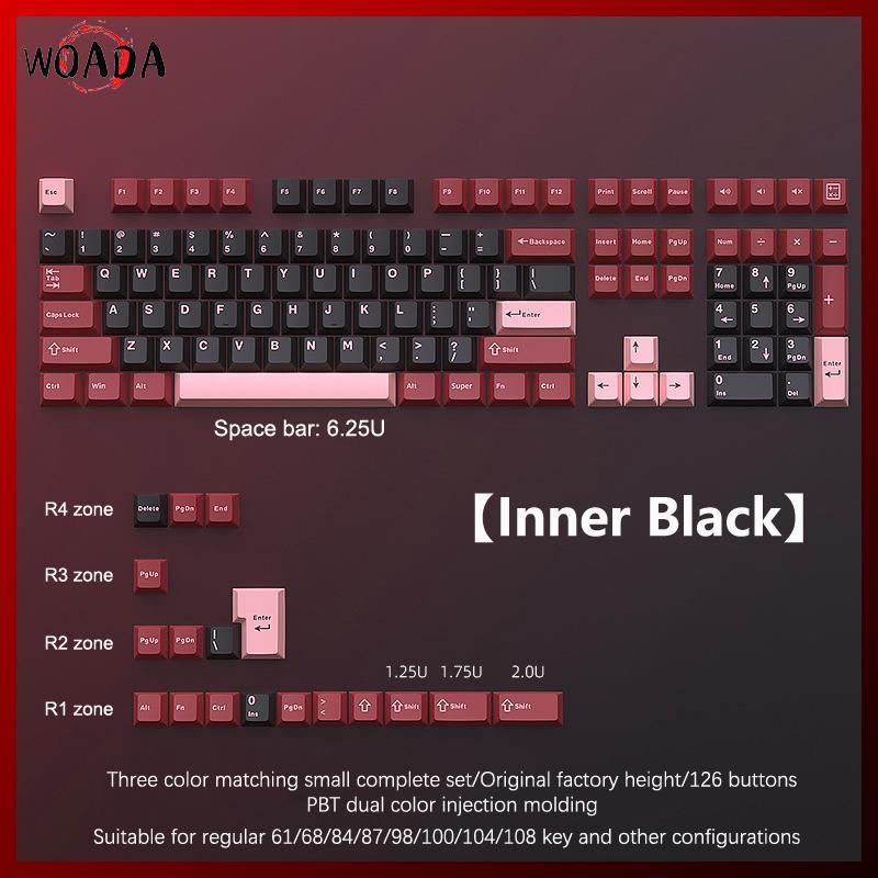 WOADA 126 Phím Đôi Keycap PBT Cherry Cơ Trò Chơi Bàn Phím Cho MX Switch Keycap GMK67 GMK87 GMK61 Bàn