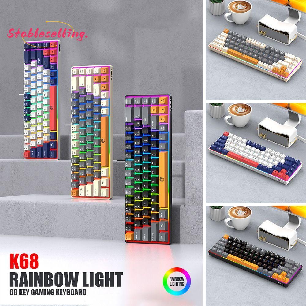 Bàn phím chơi game Ổn định, Phím Thái Lan Dạ quang RAIKU K68 Bàn phím, Kết nối USB Màu cầu vồng 68 p