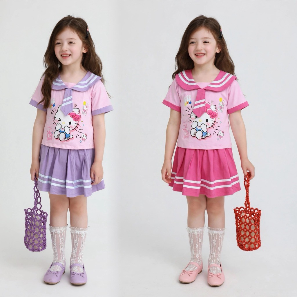 [BBkids] [Size 12-40kg] Set chân váy áo thun kitty Sukem kids
