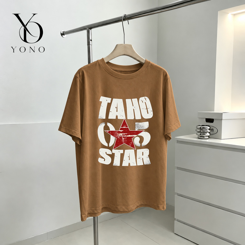 Áo thun nữ cỡ lớn YONO TAHO 05 STAR Họa tiết phong cách cổ điển Thích hợp để mặc thường ngày mỗi ngà