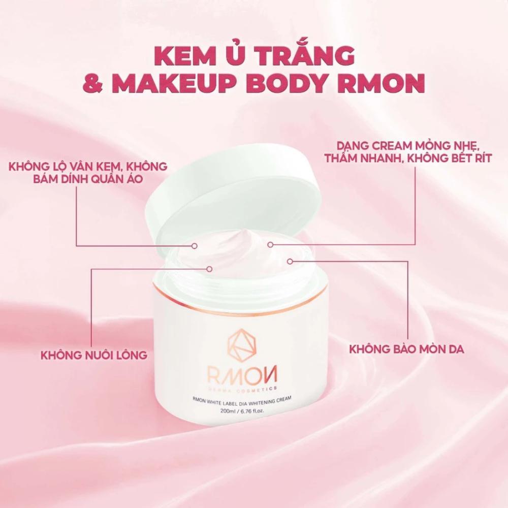 Ảnh 3 của Kem Dưỡng Trắng Da Body Rmon White Label Dia Whitening Cream Giúp Ủ Trắng và Make-Up Da Body 200ml