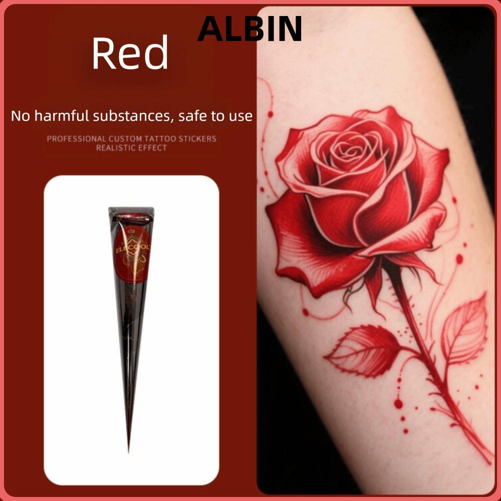 ALBIN Henna Tattoo Cream, Dễ sử dụng Bán vĩnh viễn Henna Paste Cone, Henna Cream Đen Nâu Tạm Thời Me