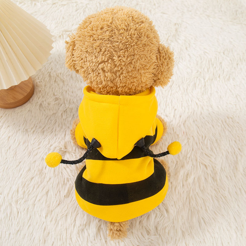 Autumn and Winter Cat Striped Clothes Cute Little Bee Transformation Sweater Dog Feet Teddy Clothes 