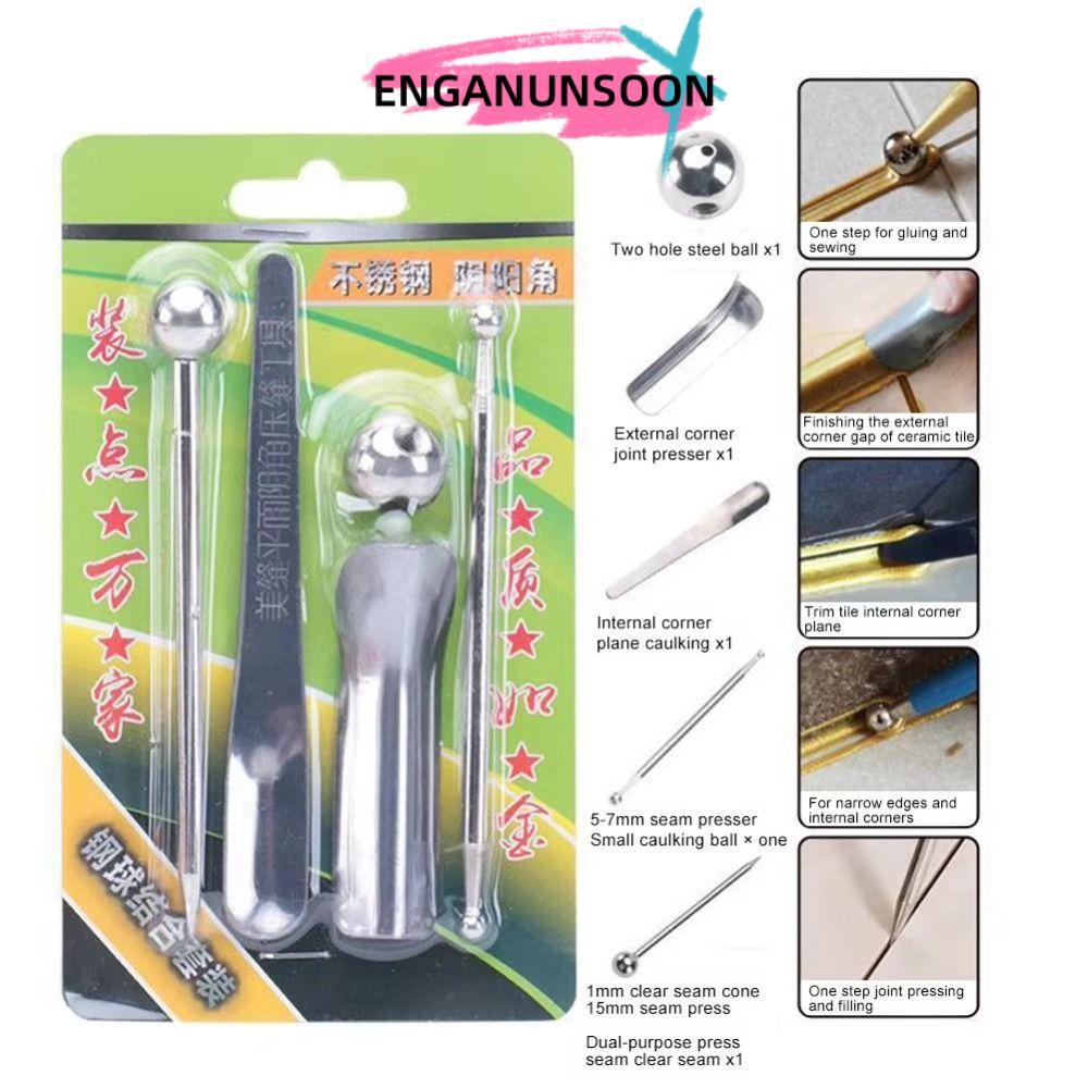 ENGANUNSOON Beauty Seam Construction Tool, Steel Pressed Ball Stick DIY Floor Ceramic Tile Grout Rep