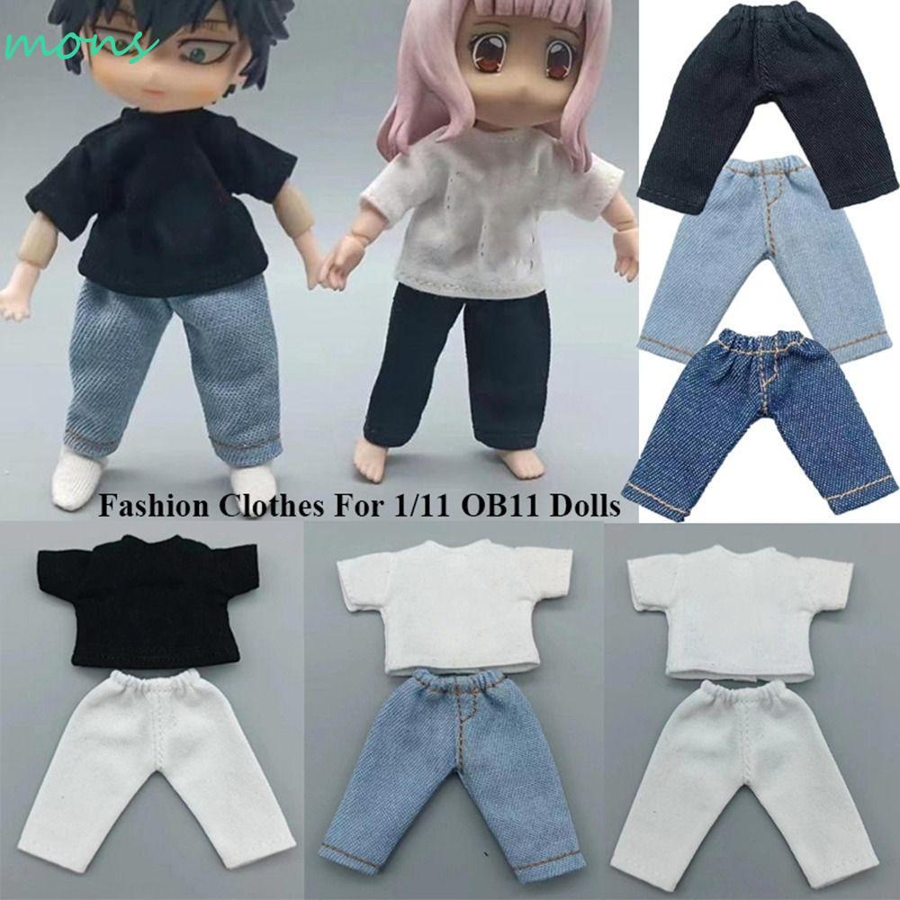 Quần búp bê thời trang MONS, Áo thun quần áo búp bê Mini dễ thương, Phụ kiện búp bê thời trang 8 màu