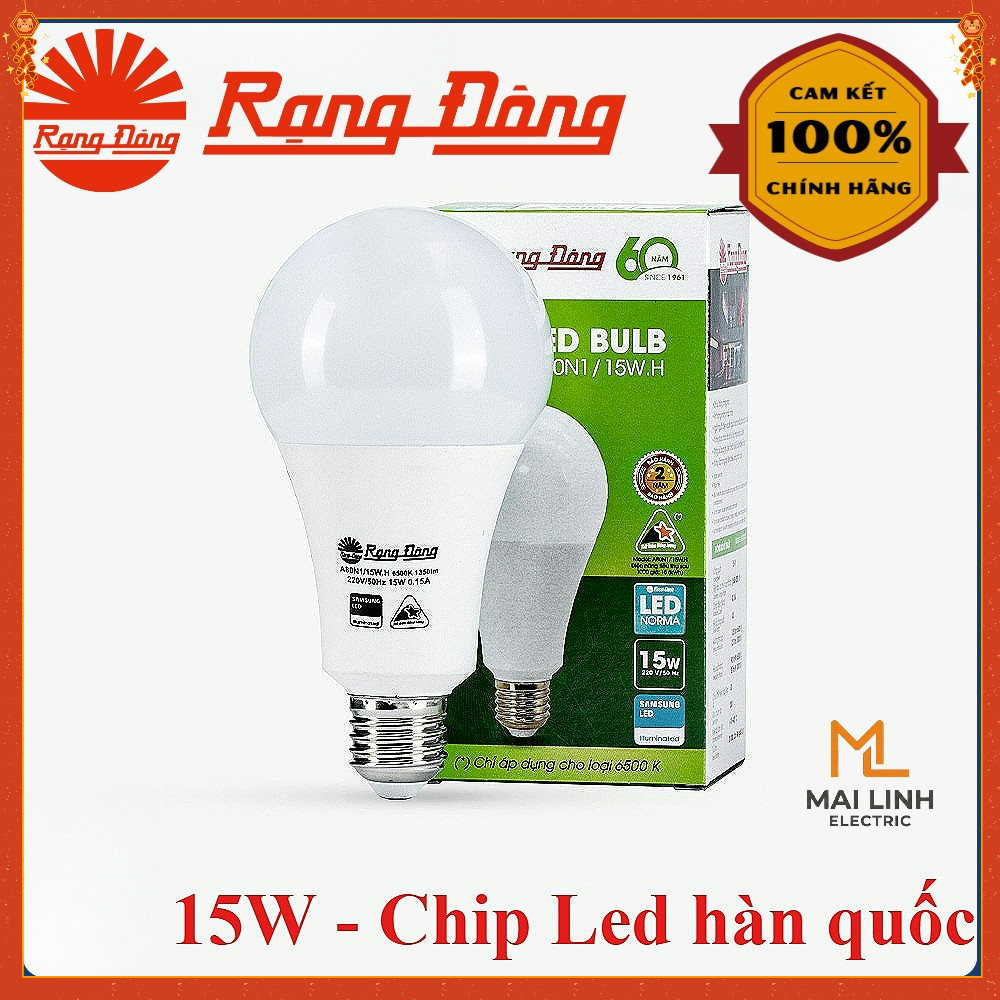 {Rạng Đông} Bóng đèn Led bulb tròn 15W Đui xoáy E27 -Chip Led Hàn Quốc siêu sáng, tiết kiệm điện MOD