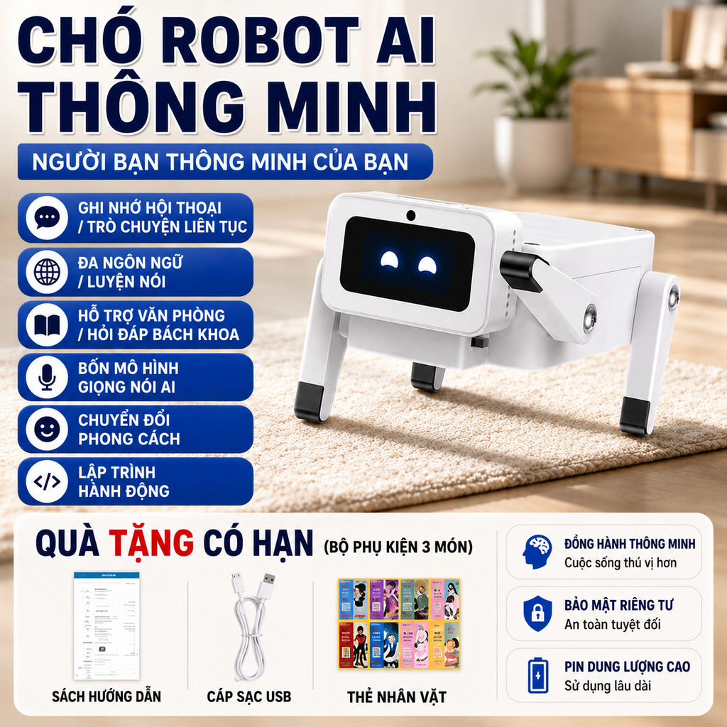 hàng có sẵn Chó Robot AI Robot Thông Minh Thú Cưng Điện Tử Robot Đồ Chơi AI Robot Mini Quà Tặng Trẻ 
