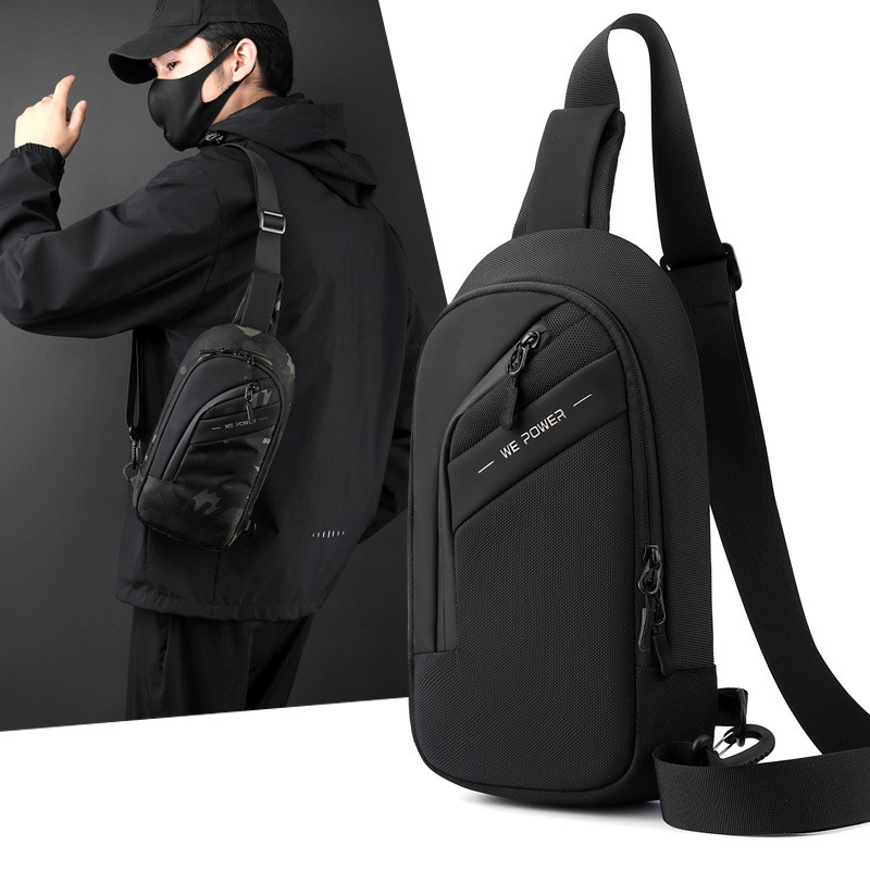 New men's chest bag, lightweight nylon fabric shoulder crossbody bag, outdoor commuting chest bag