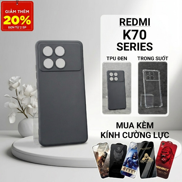 Ốp lưng Redmi K70, K70e, K70 Pro, K70 Ultra Hekon ốp tpu đen | Ốp lưng điện thoại Xiaomi bảo vệ came