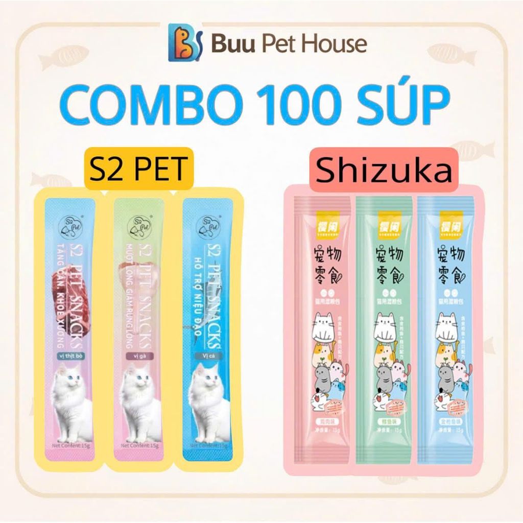 [300_500] Thanh súp thưởng Shizuka, S2 Pet dinh dưỡng cho chó mèo