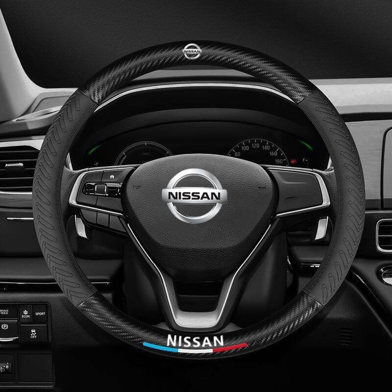 Vỏ bọc lái bằng da sợi Carbon Nissan Penutup Sterenng Không mùi Almera Xtrail Navara Teana Nissan Al