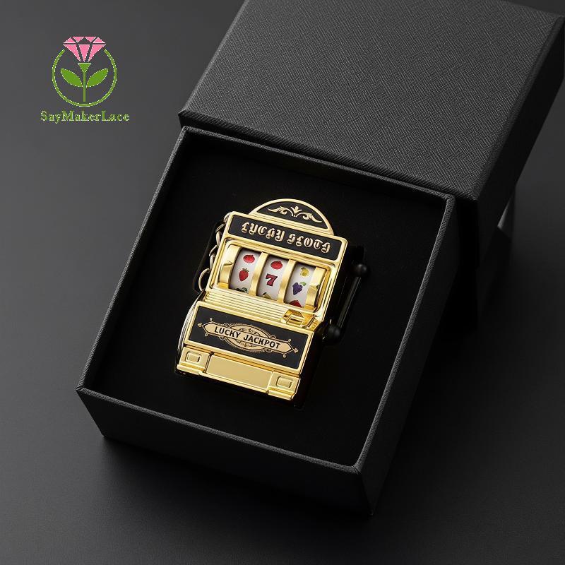 [SayMakerLace] Luy Fruit Slot Machine Móc khóa Mini Japot Casino Mặt dây chuyền Trang trí sáng tạo b