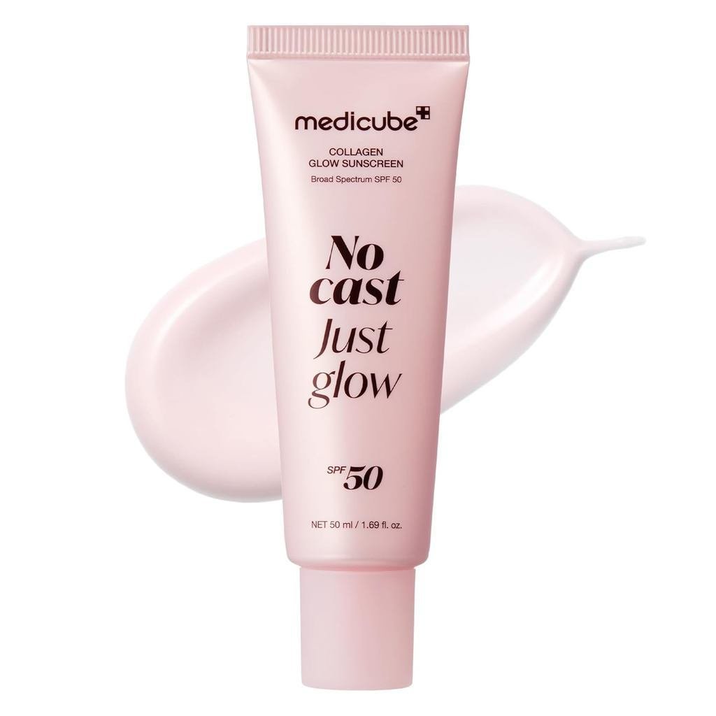 medicubeNoCastJustGlowCollagenSunscreen|SPF50BroadSpectrumFaceSunscreen|Lightweight,Non-Sticky,Hydra