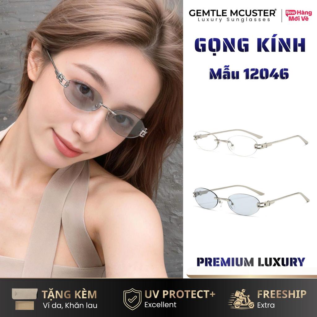 12046 GEMTLE MCUSTER Kính Râm Mắt Mèo Phong Cách Cổ Điển Gọng Đen Dành Cho Nữ Với Khuôn Mặt Tròn Hiệ