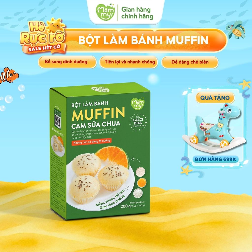 Bột làm bánh Muffin hấp cam sữa chua Mămmy làm bữa phụ cho bé bổ sung vitamin, giàu dinh dưỡng