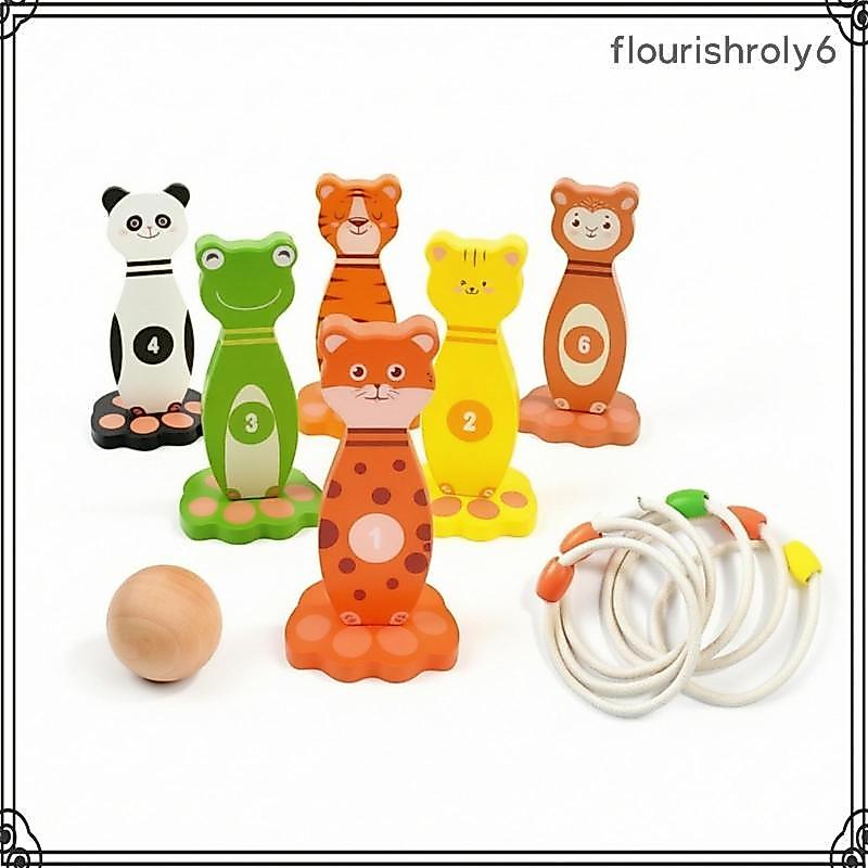 Trò chơi bowling động vật Bộ ném vòng nặng có chân bằng gỗ nguyên khối Bowling