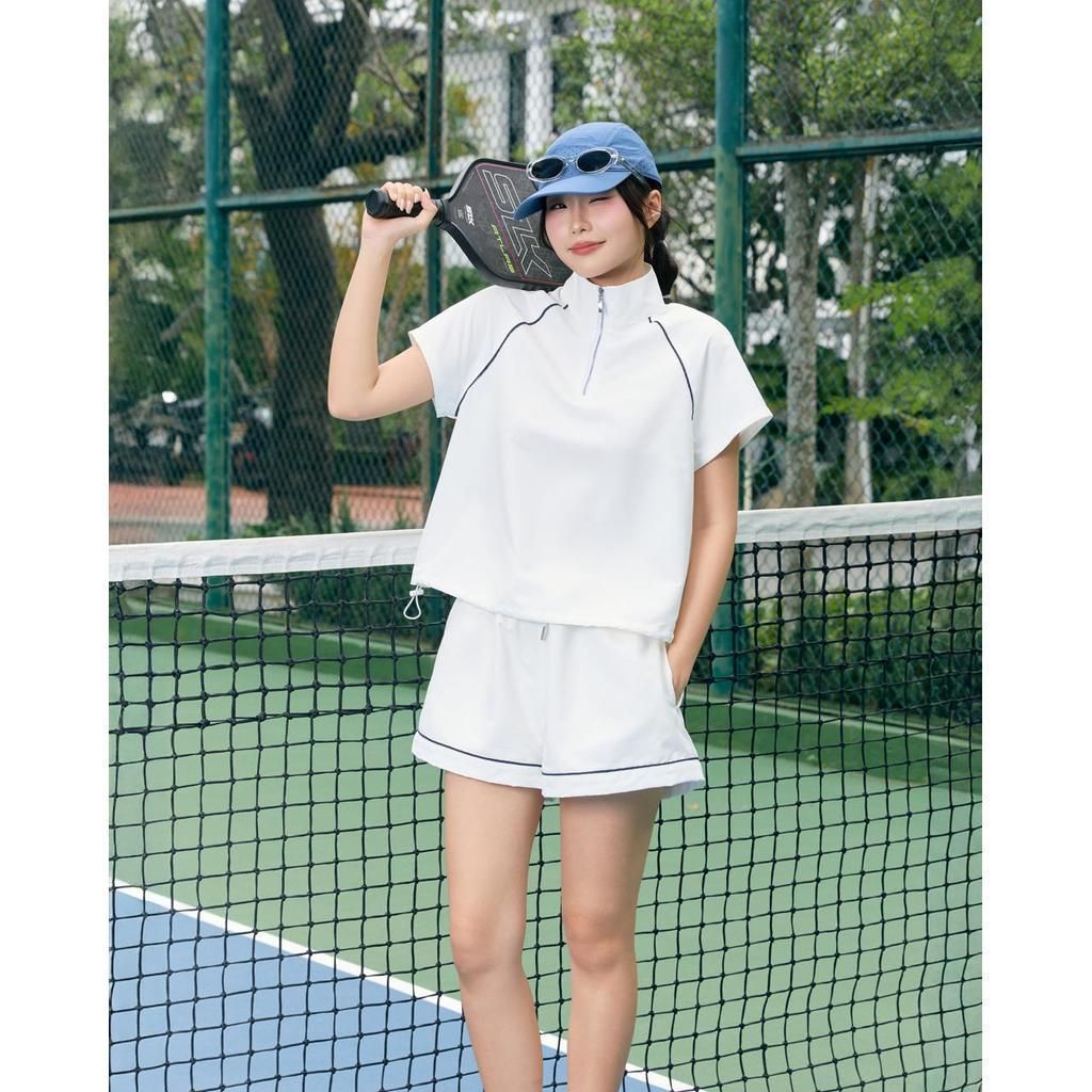 Set thể thao dù nữ THE C.I.U, áo & quần short sporty phối viền dáng suông - Juno Top & Juno Short - 