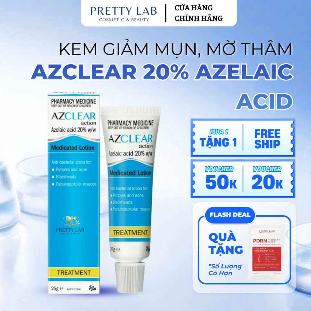 Kem Azclear 20% Azelaic Acid Hỗ Trợ Giảm Mụn, Mờ Thâm & Làm Dịu Da 25g