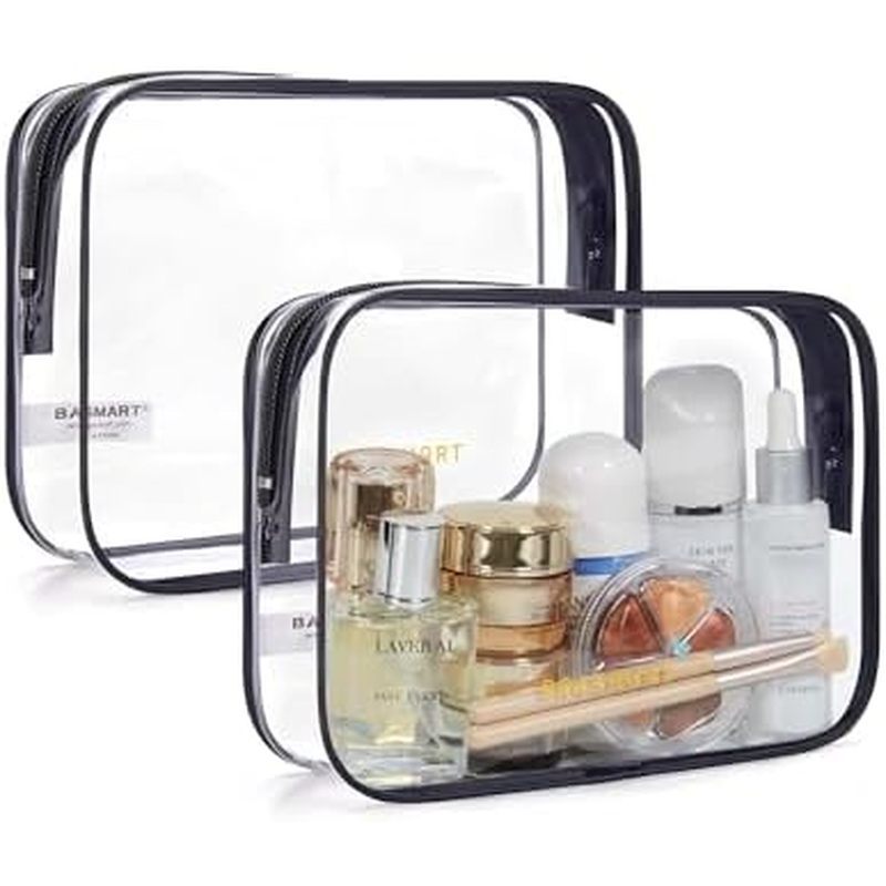 BAGSMART Clear Toiletry Bag, 2 Pack TSA Approved Travel Toiletry Bag Carry on Travel Accessories Bag